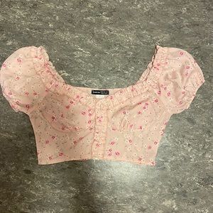 pink flower crop top